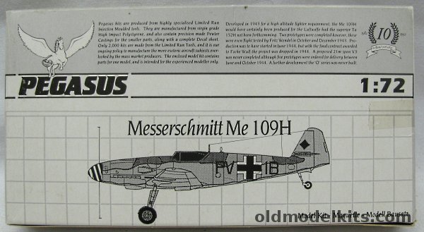 Pegasus 1/72 Messerschmitt Me-109H V1 (W.Nr. 15708), 2015 plastic model kit